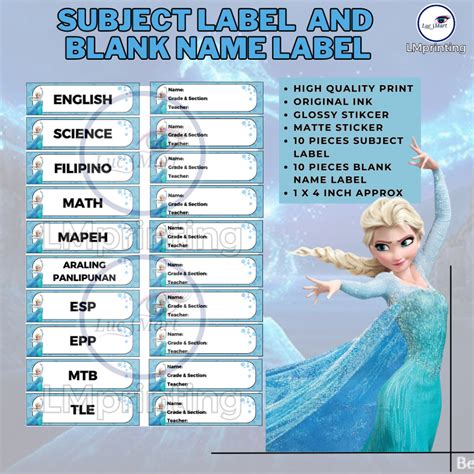 LUCSMART fast shipping - FROZEN - ELSA THEMED STICKER LABEL AND NAME ...