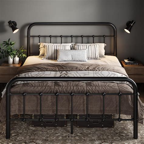 Brandclub - Allewie Full Size Metal Platform Bed Frame with Victorian ...