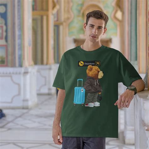 Travelling Teddy Bottle Green Oversized T-shirt – Lazy Hippos