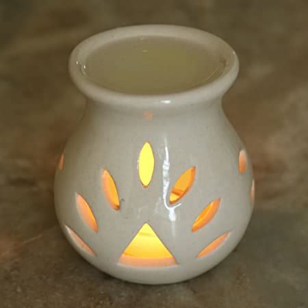 Pure Source India Ceramic Clay Candle Operated Aroma Burner (Black; 9 ...