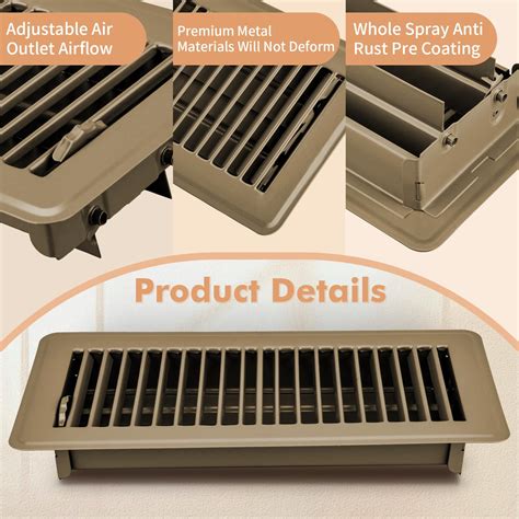 Snapklik.com : 4" X 10" Floor Register, 6 Pack Floor Vent Covers, Heavy ...