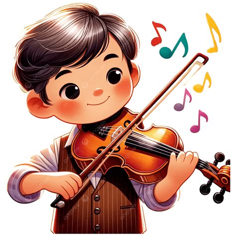 Cartoon Illustration Of Kid Playing Violin, Kid, Violin, Music PNG ...