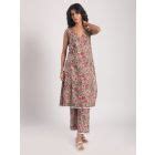 Pink Cambric Poplin Kurta with Pants- Set of 2