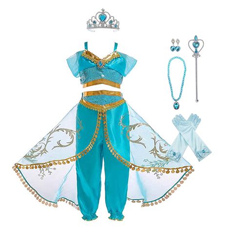 KAWELL Princess Jasmine Halloween Fancy-Dress Costume for Child, Girls ...