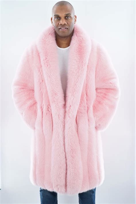 Pink fur jacket mens online