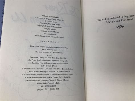 The River Between Us by Peck, Richard: Like New Hardcover (2003) First ...