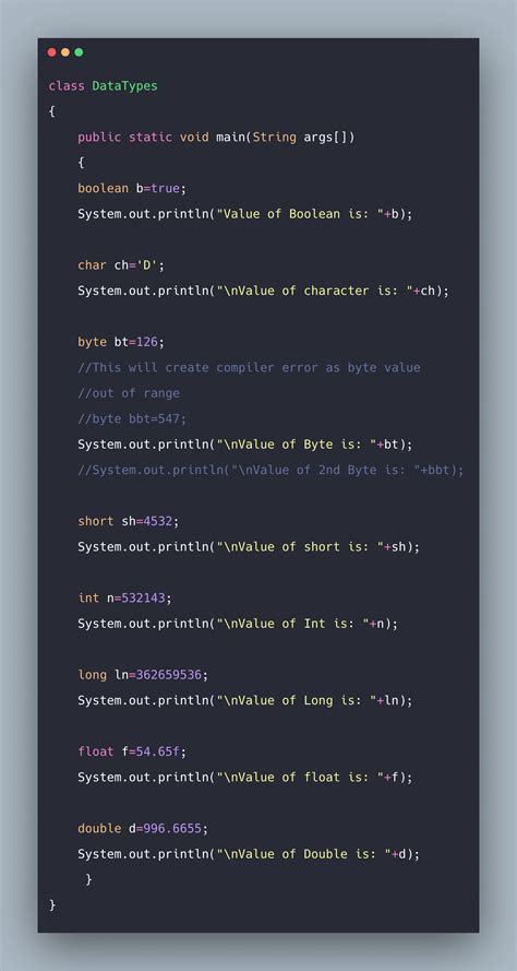 Data Types in Java Sample Programs 的图像结果