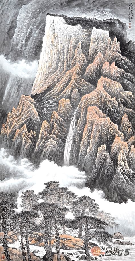 李林宏竖幅山水画作品《千山红树万山云》,家居装饰-【易从网】