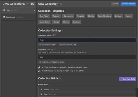 How to create tags and categories collection for blog using Webflow CMS ...