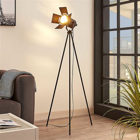 Tripod floor lamp Devon in black | Lights.ie