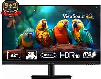 ViewSonic 32 Inch 2K QHD IPS Freesync 1440p Wide Monitor Single Cable ...
