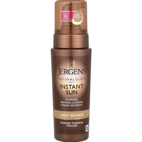 Jergens Natural Glow Instant Sun Sunless Tanning Mousse Light Bronze ...