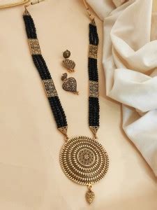 house of common Brass Gold-plated Black Jewellery Set Price in India ...