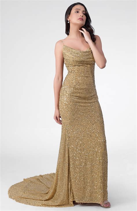 Cleopatra Gold Mermaid Gown | Hand Embroidered Elegance – Talking Threads