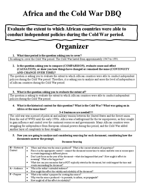 Africa and The Cold War DBQ Organizer | PDF | Central Intelligence ...