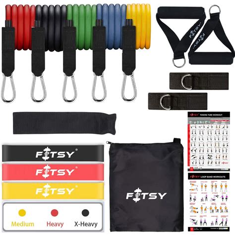 FITSY® 16PCS Resistance Bands Set, 5 Stackable Exercise Toning Tube for ...