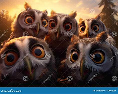 A group of owls stock illustration. Illustration of season - 290030211