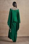 Buy Emerald Green Pure Silk Embroidered Dori Blossom Short Kaftan With ...