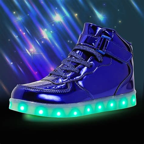Boys' and Girls' Gold LED Light-Up High-Top Sneakers – USB Rechargeable ...