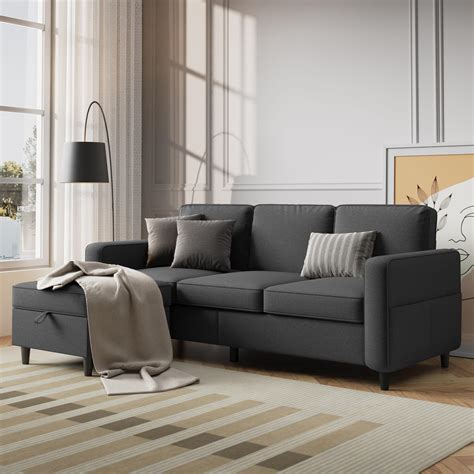 Amazon.com: Sectional Sofa Couches for Living Room - 78'' Dark Grey 3 ...
