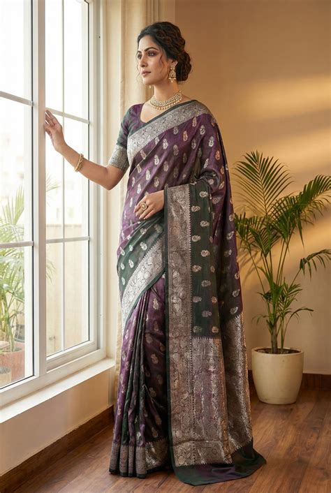 Banarasi Tissue Silk Dual Tone Saree – Banaras Wardrobe