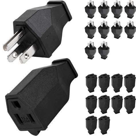 BlueStars Set of 10 (20 Pieces) Extension Cord Plugs 125V 15A 2 Pole 3 ...