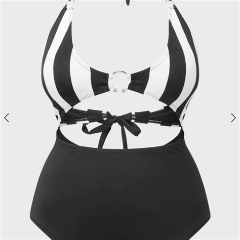 Killstar Women's Black and White Swimsuit-one-piece | Depop
