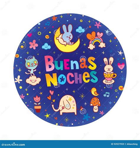 Buenas Noches Good Night in Spanish Stock Vector - Illustration of kids ...