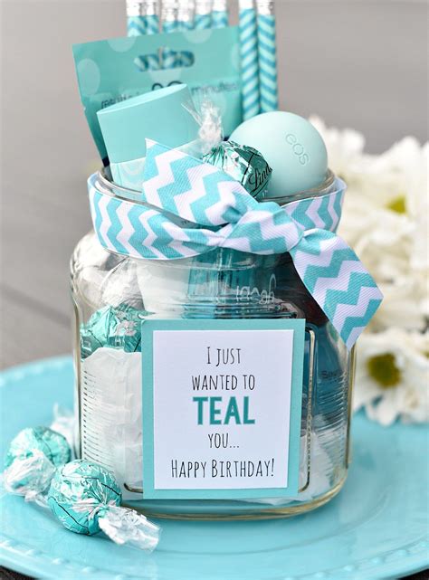 Teal Birthday Gift Idea for Friends-This cute gift is so easy to put ...