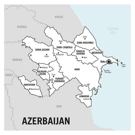 Azerbaijan country white political map Detailed vector illustration ...