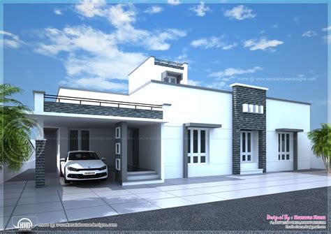 Contemporary single floor home in 1350 sq-ft - Kerala Home Design and ...