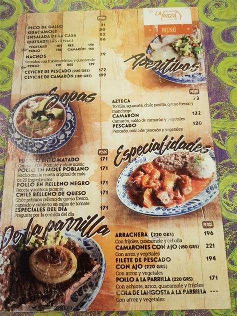 Menu at La Choza Cozumel restaurant, San Miguel de Cozumel, 10 Avenida ...