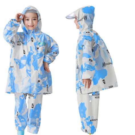Unisex Kids Rain Coat Kit Hooded Teenage Rain Jacket Children Raincoat ...