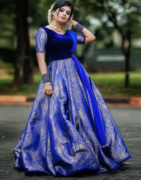 Blue colour long dress online