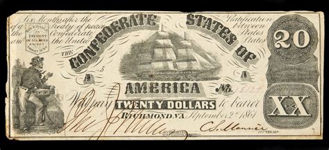 Confederate States of America twenty dollar bill / American - Gilcrease ...