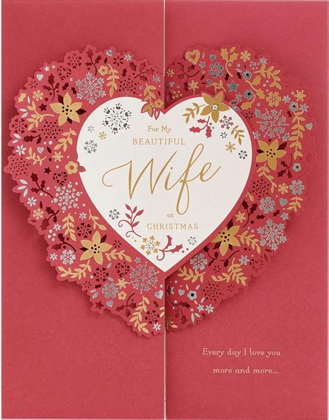 UK Greetings Christmas Card for Wife - Floral Love Heart Design ...