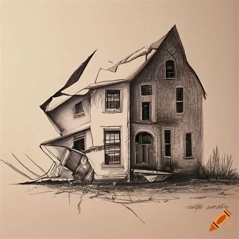 Drawing of a broken house on Craiyon