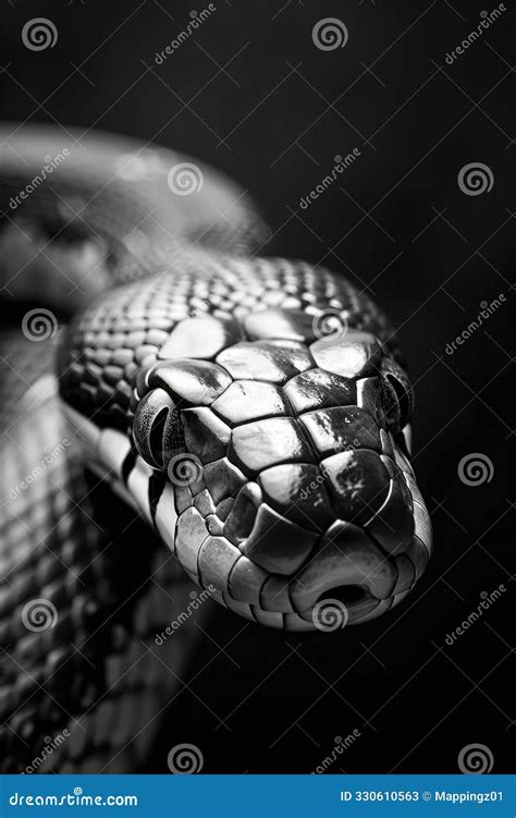 Portrait Studio Photograph of Snake Black and White Stock Illustration ...