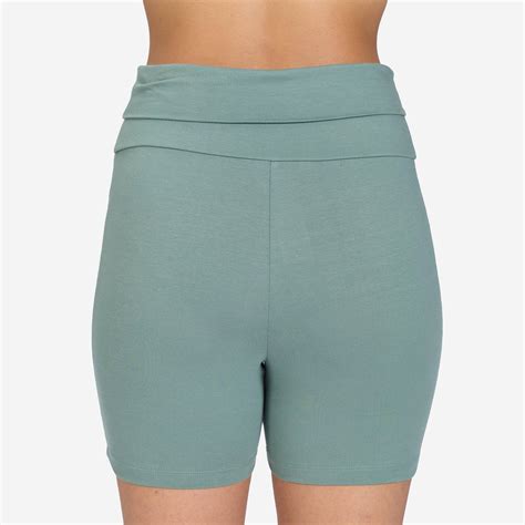 Women's Soft Yoga Shorts 500 - Eucalyptus Green