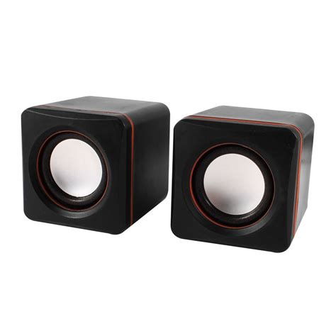 PRAV® Pair Black Cube Design USB 2.0 3.5mm Stereo Mini Multimedia ...