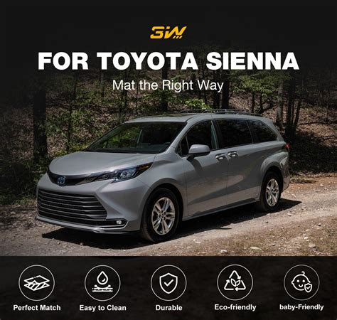 3W Toyota Sienna 2021-2023 Custom Floor Mats / Trunk Mat TPE Material ...