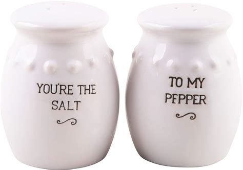 Buy White Ceramic Hobnail Salt & Pepper Shakers, You're the Salt To My ...