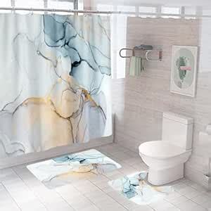 UMAI Shower Curtain (180X180 cm) & Bathmat 3 Pcs Set|6ft|Creative ...