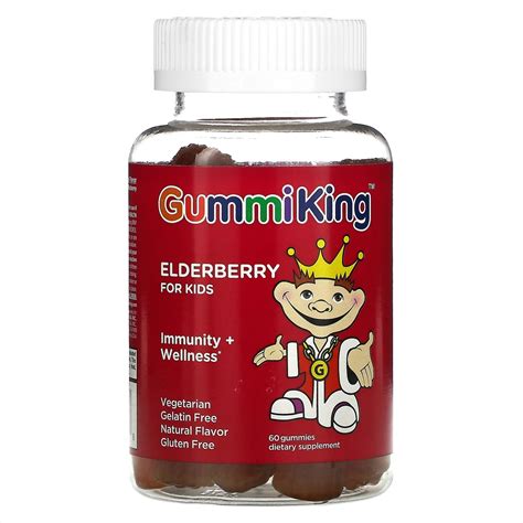 GummiKing, Elderberry For Kids, Immunity + Wellness, Raspberry Flavor, 60 Gummies купить, отзывы ...