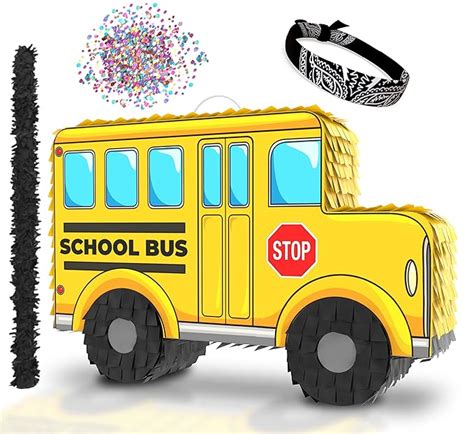 School Bus Pinata, 4-piece bundle great for cartoon birthday parties ...