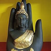 eCraftIndia Golden Handcrafted Palm Buddha Polyresin Showpiece (12.5 cm ...