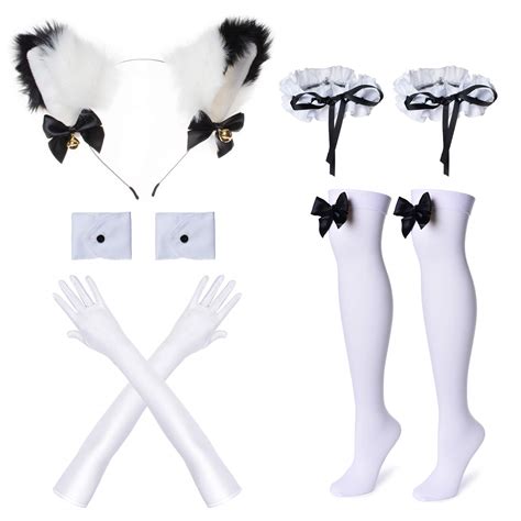 Anime French Maid Apron Lolita Fancy Dress Cosplay Costume Furry Cat ...