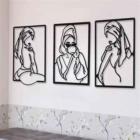 Minimalist Abstract Woman Line Drawing Wall Art Decor, 3 Piece Metal ...