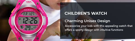 V2A Digital Unisex-Child Watch (Pink Dial, Pink Colored Strap, Resin ...