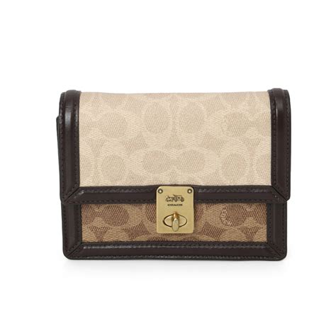 Shop pre loved Coach Beige & Brown Blocked Signature Canvas Hutton Belt ...